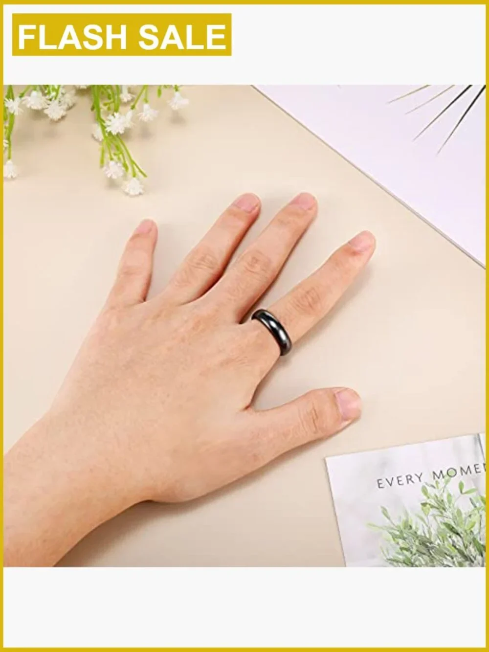 32 Pcs Genuine Hematite Rings Set Healing Stone Band Rings Size 6-13